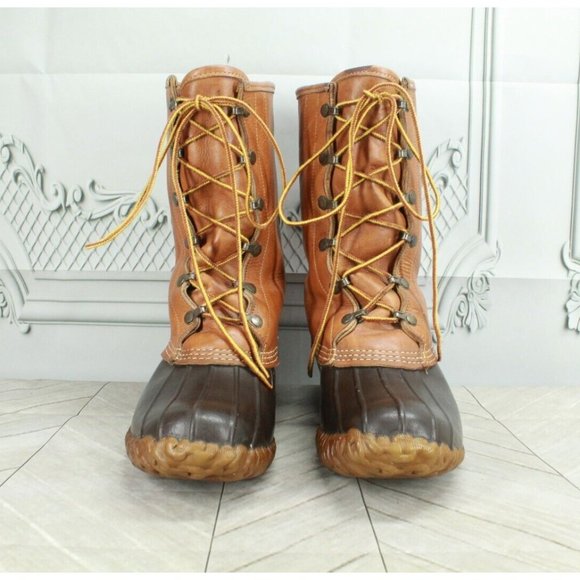 LL Bean Brown Leather Waterproof Insulated Hunting Duck Boots Size 7 N - Picture 4 of 8